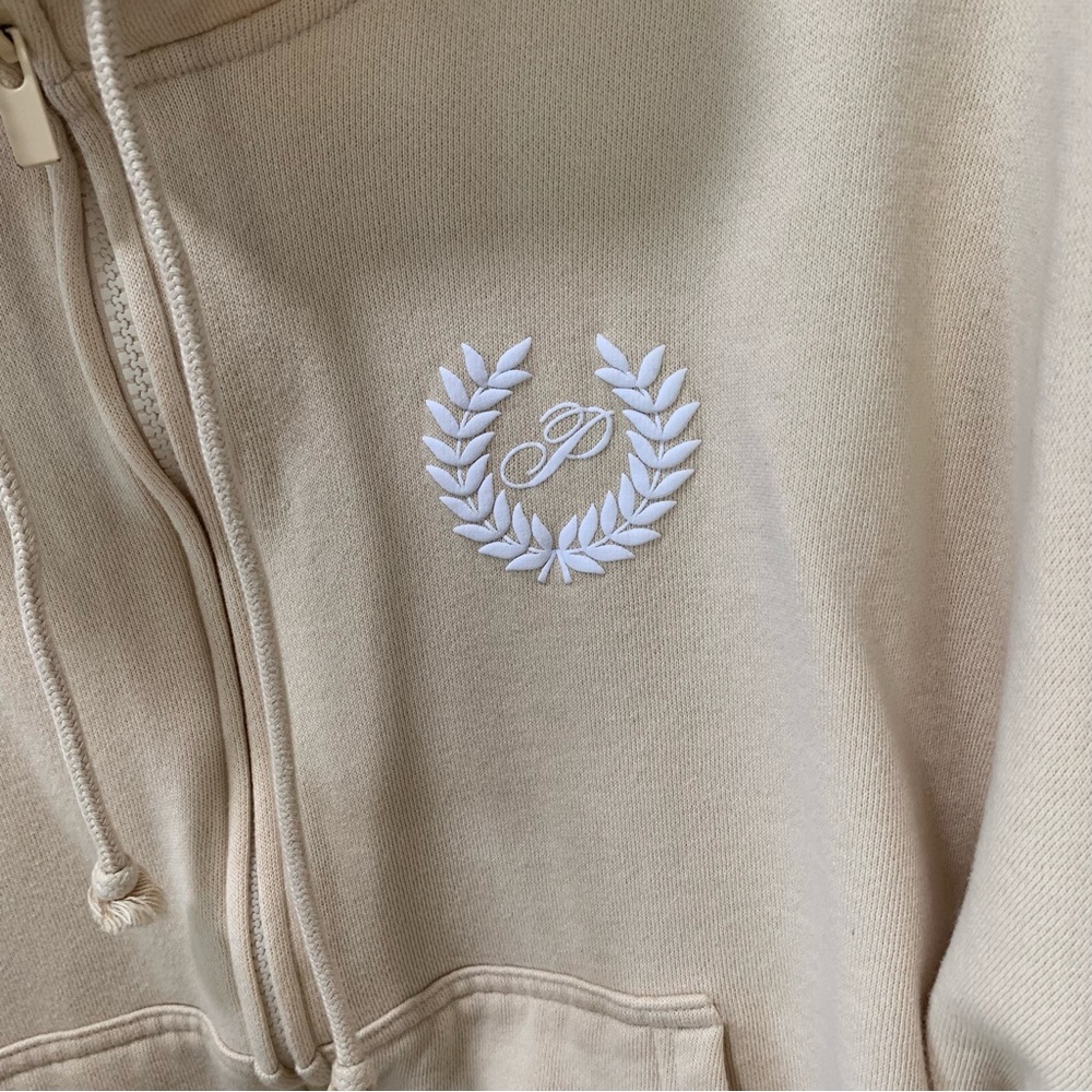 Victoria's Secret Pink Zip Up With Design Tan Hoodie - Picture 4 of 9
